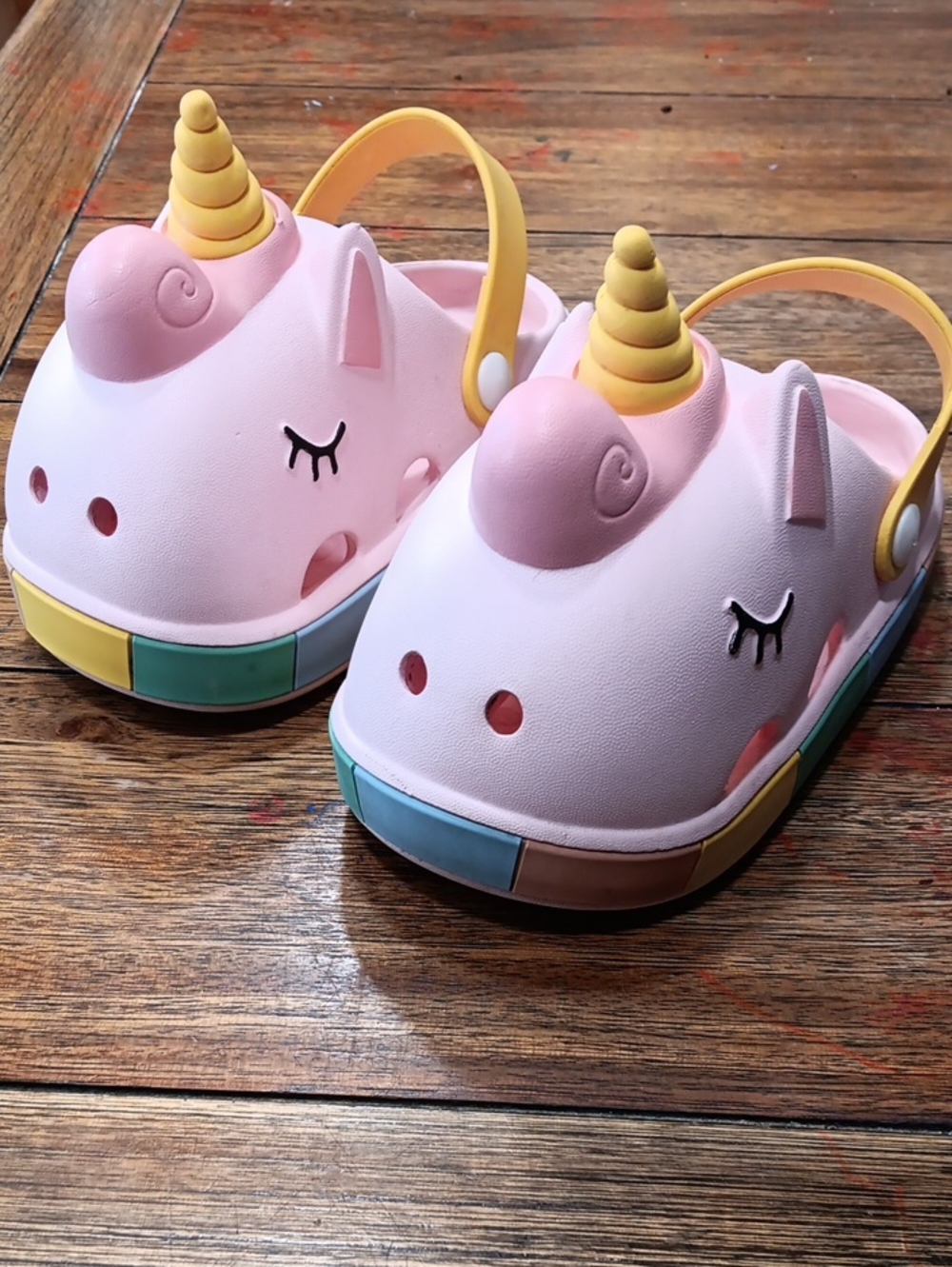 Kids Unicorn Clog Sandals - Pink and Yellow